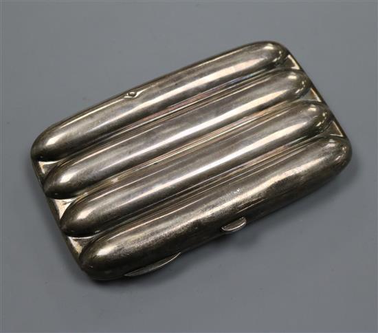 An Edwardian silver four division cigar case, Charles Lyster & Son, Chester, 1901, 13cm.